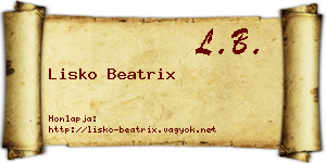 Lisko Beatrix névjegykártya